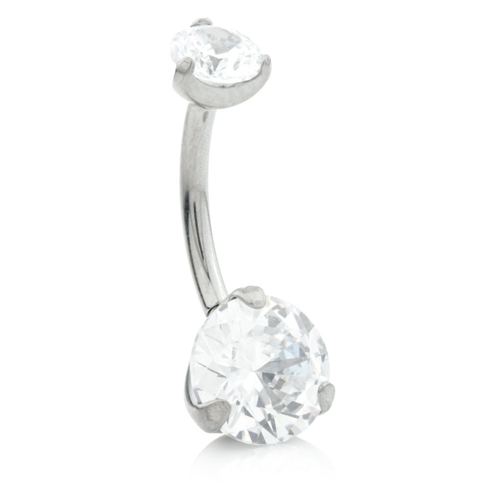 Internal Ti Double Prong Set Jewelled Navel