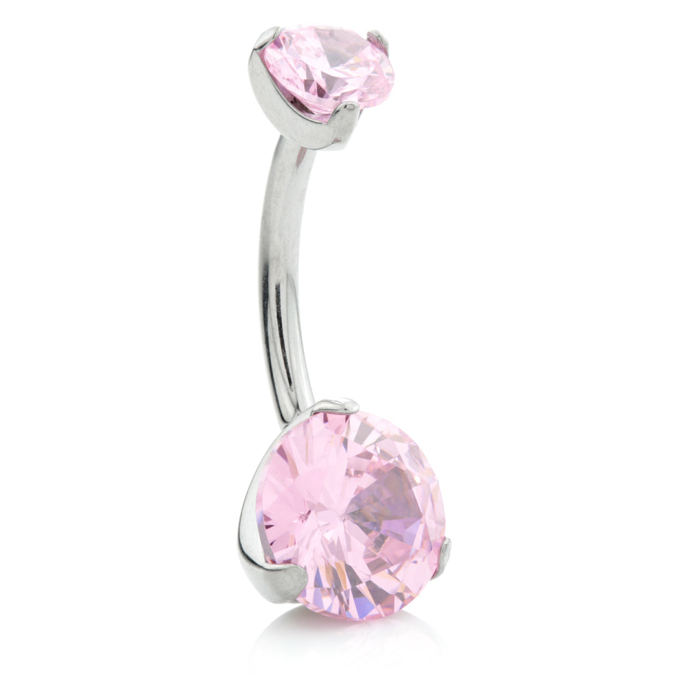 Internal Ti Double Prong Set Jewelled Navel