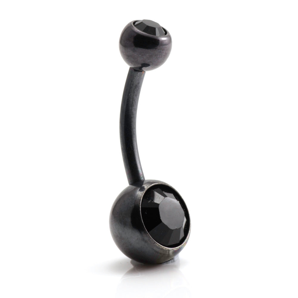 PVD Black Ti Double Jewelled Navel Bar
