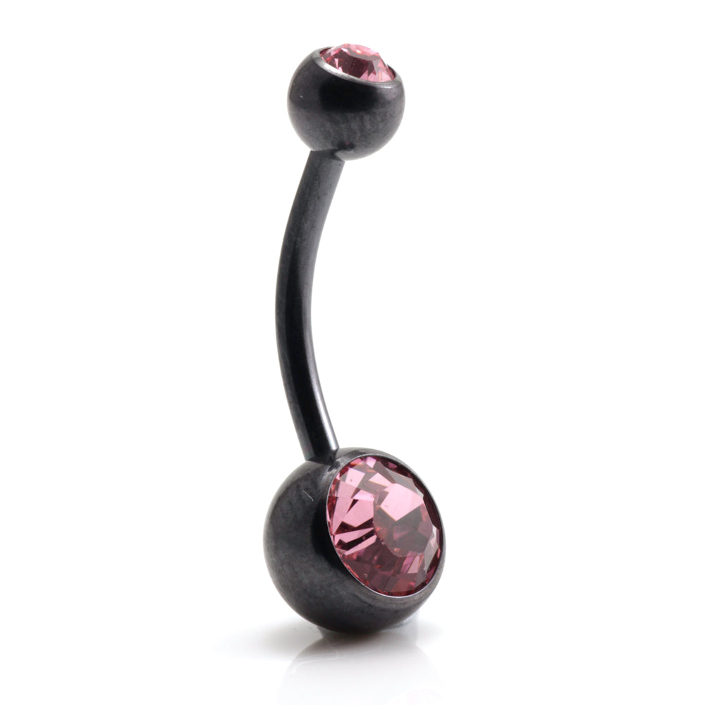 PVD Black Ti Double Jewelled Navel Bar