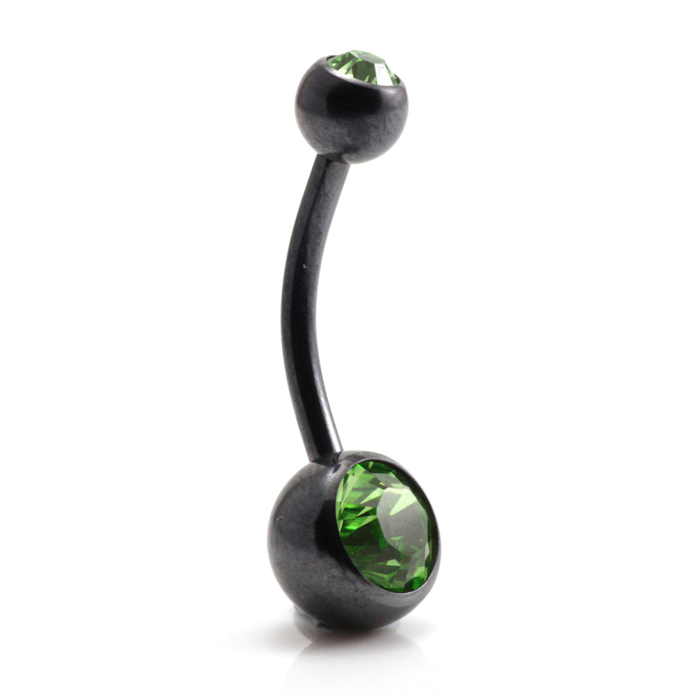 PVD Black Ti Double Jewelled Navel Bar