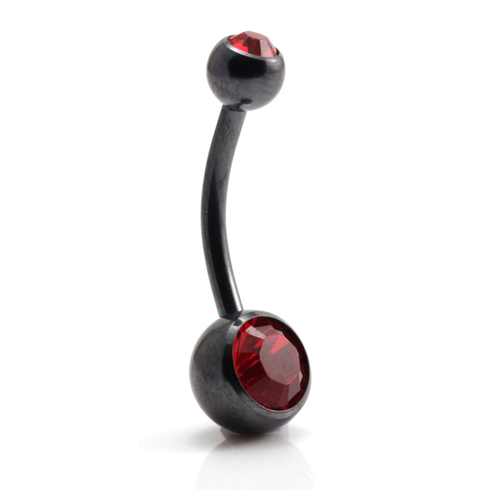 PVD Black Ti Double Jewelled Navel Bar