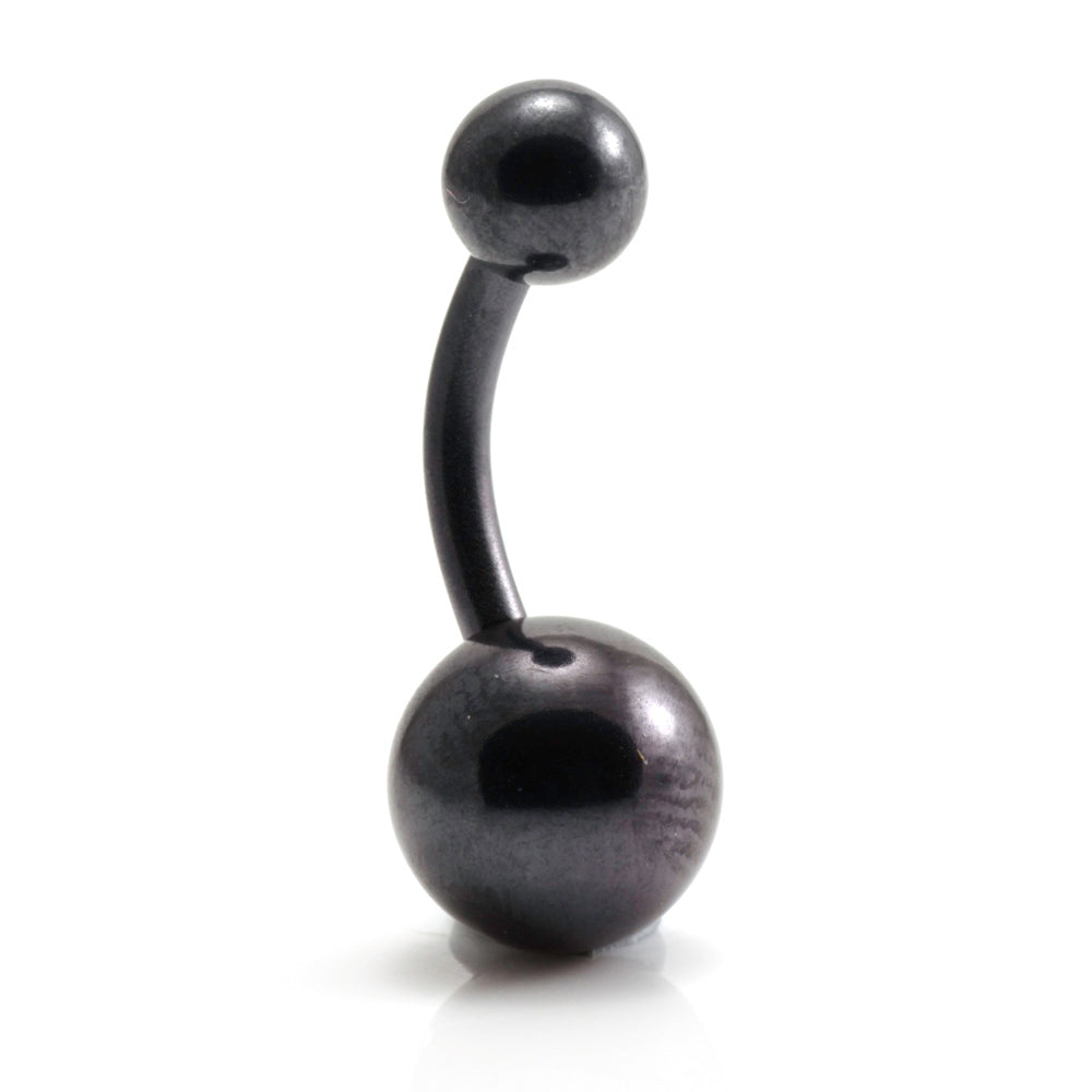 PVD Black Ti Plain Navel Bar