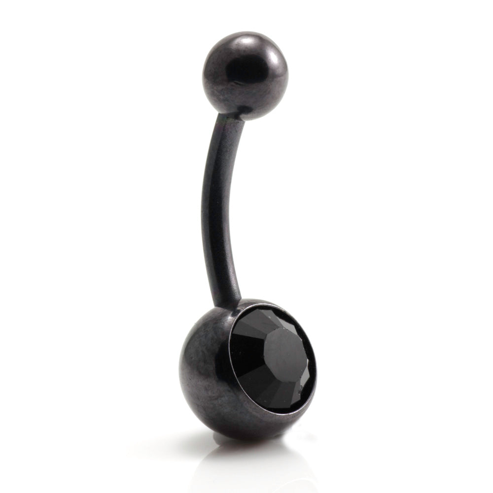 PVD Black Ti Single Jewelled Navel Bar
