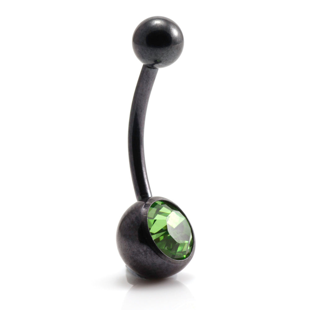 PVD Black Ti Single Jewelled Navel Bar