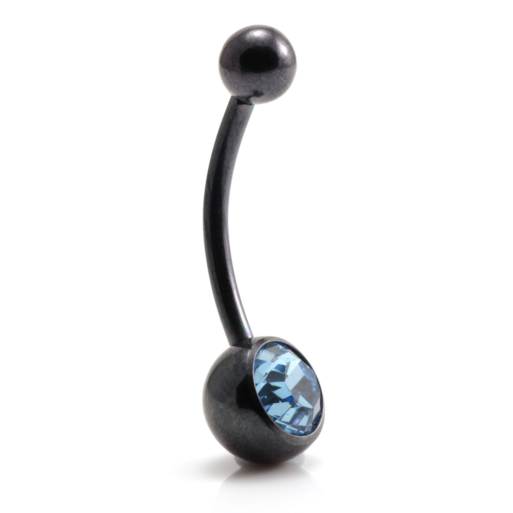 PVD Black Ti Single Jewelled Navel Bar