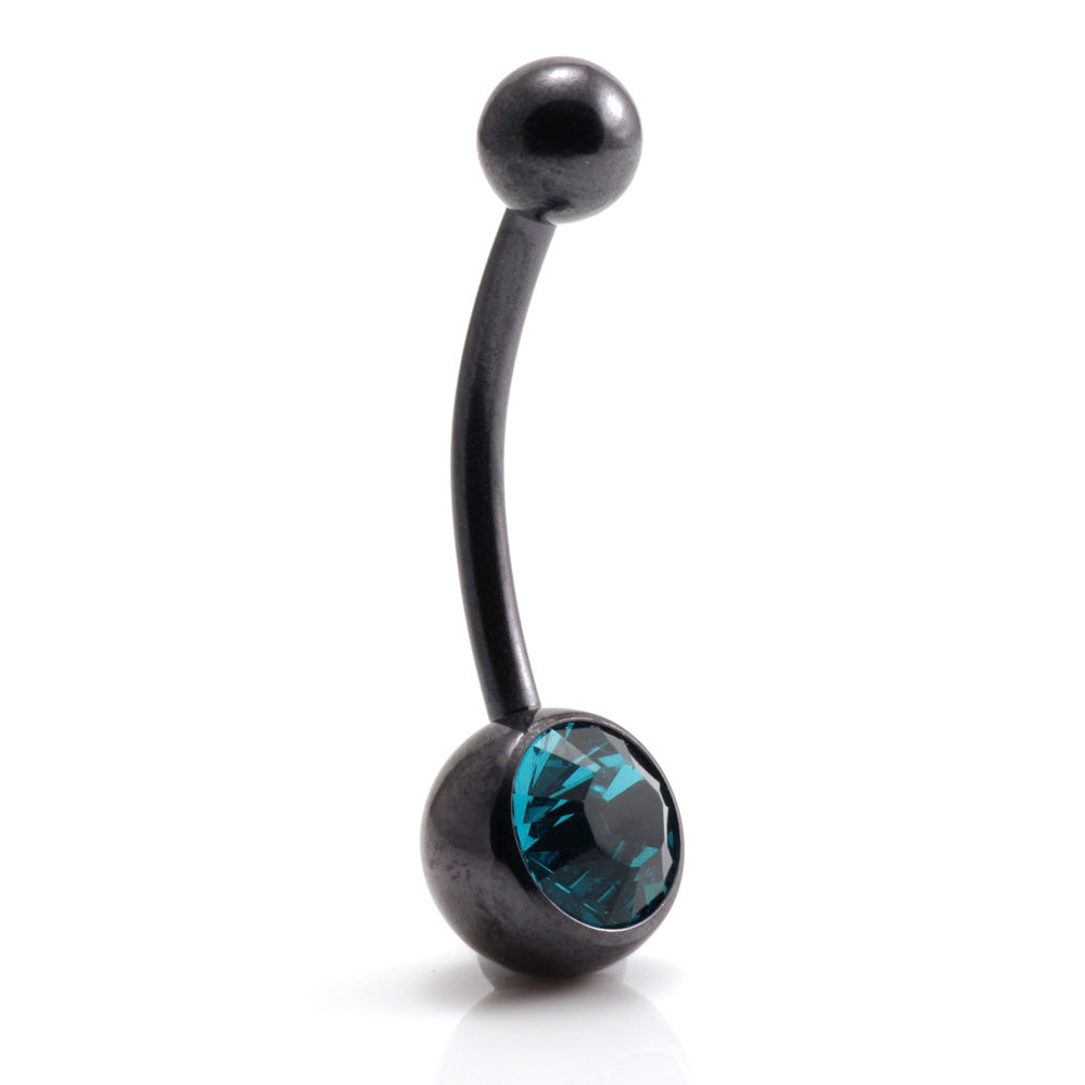 PVD Black Ti Single Jewelled Navel Bar
