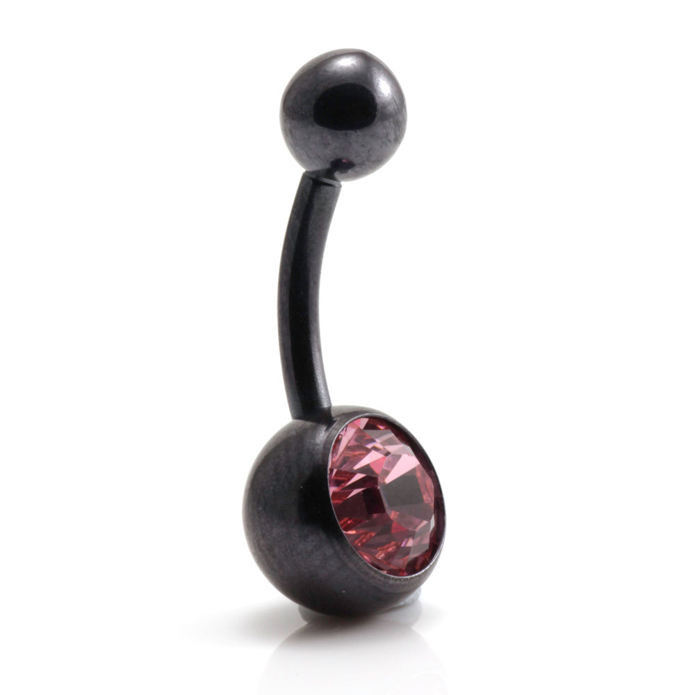 PVD Black Ti Single Jewelled Navel Bar