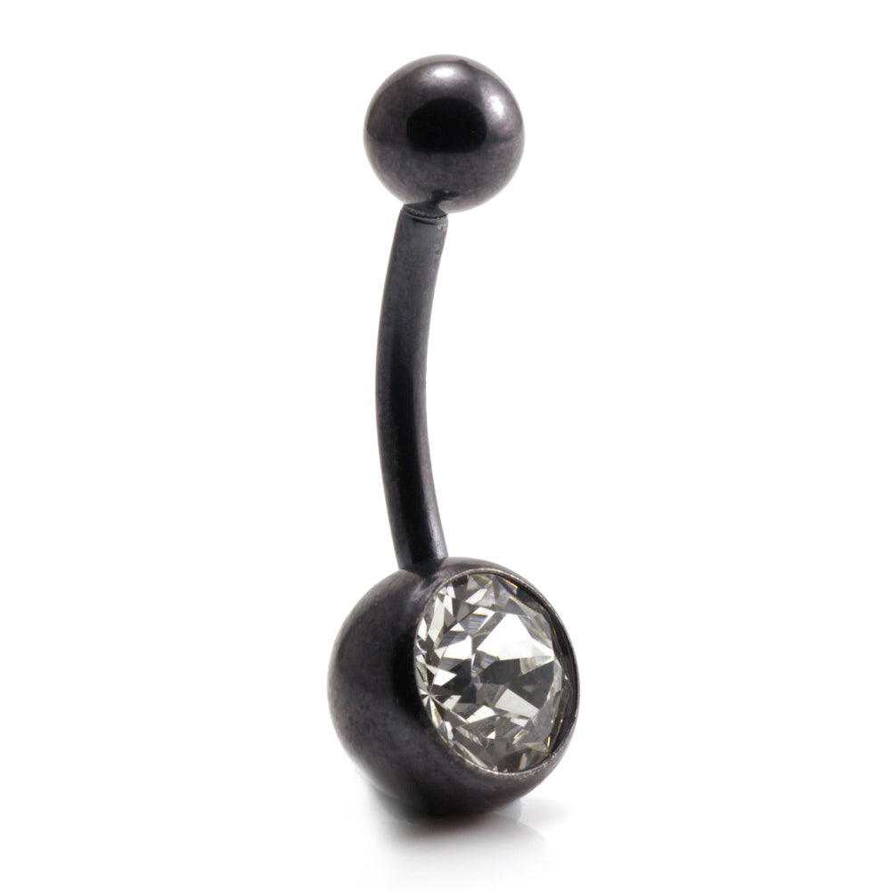 PVD Black Ti Single Jewelled Navel Bar