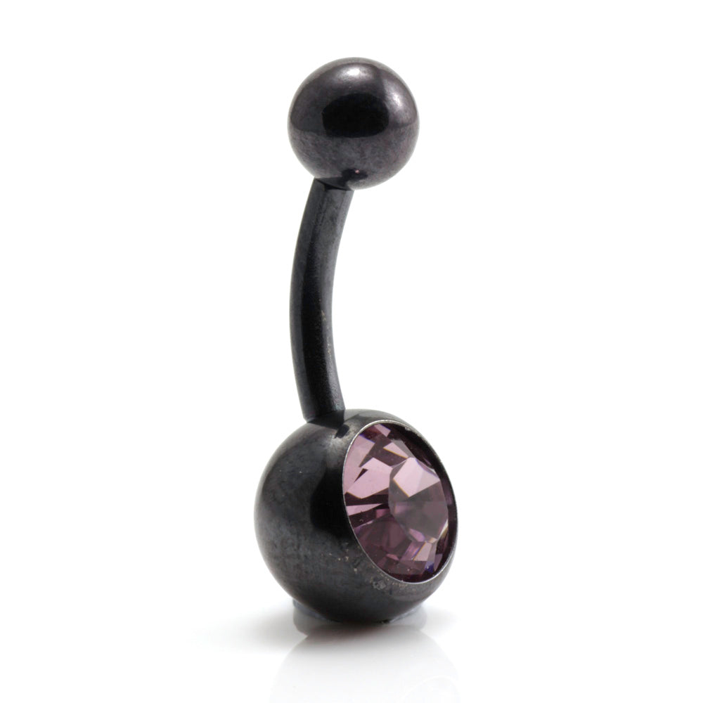 PVD Black Ti Single Jewelled Navel Bar