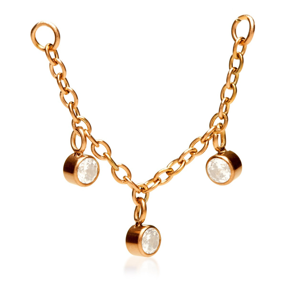 Rose Gold Steel Chain with Triple Hanging Gems