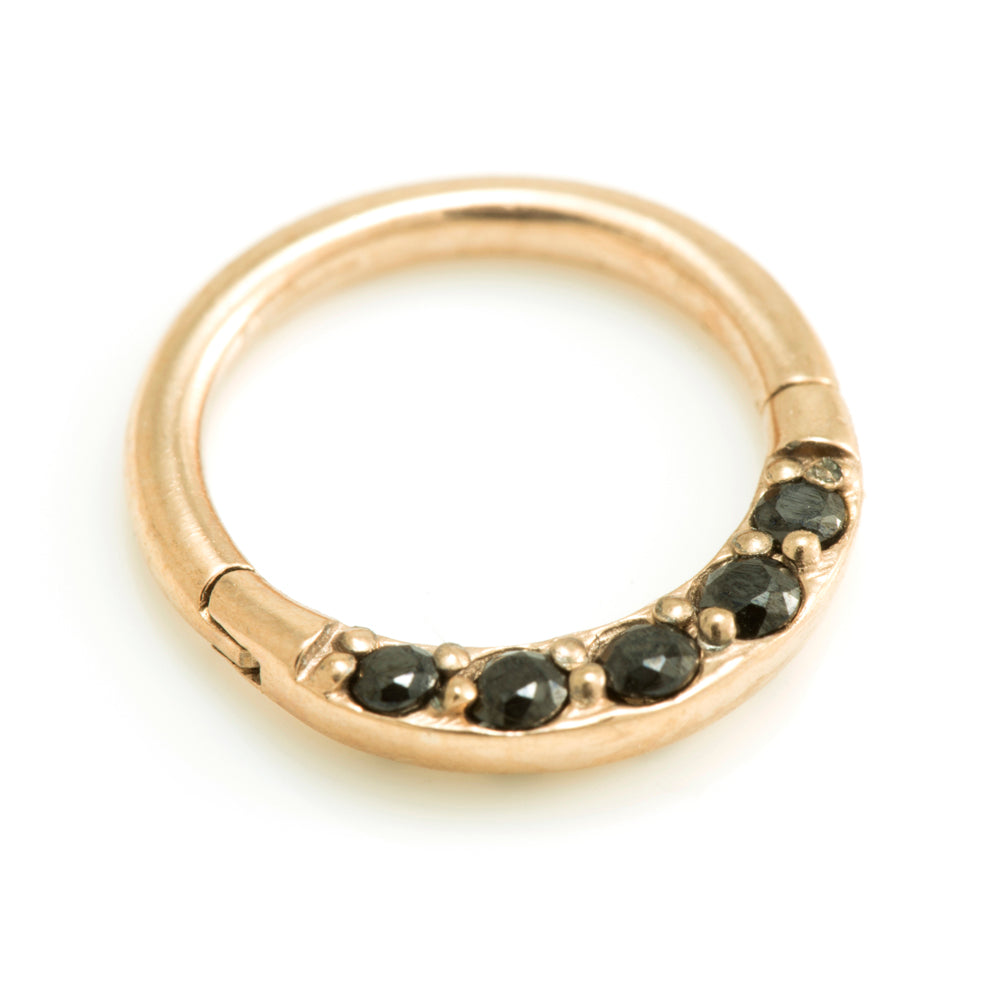 Rose Gold Steel Front Gems Hinged Ring