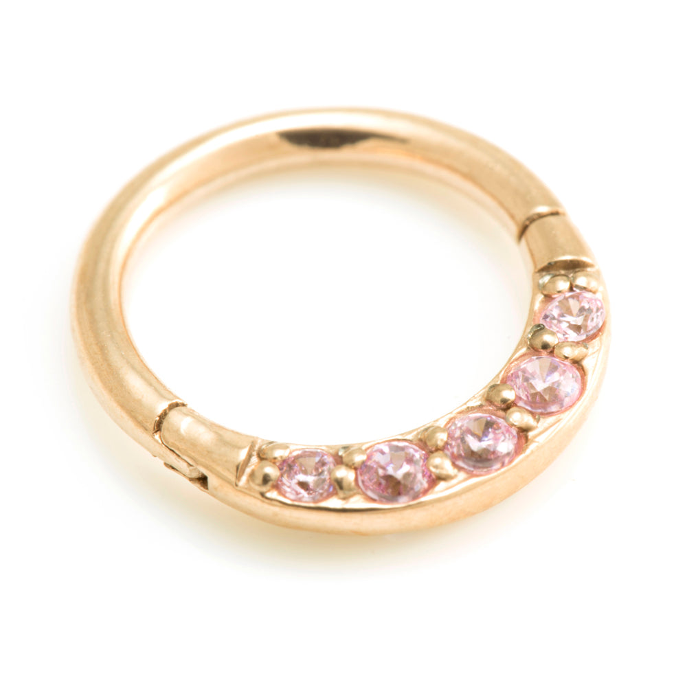 Rose Gold Steel Front Gems Hinged Ring