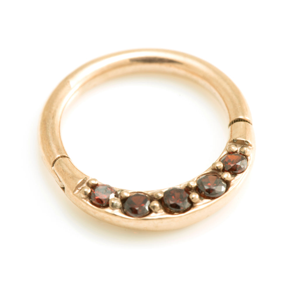 Rose Gold Steel Front Gems Hinged Ring