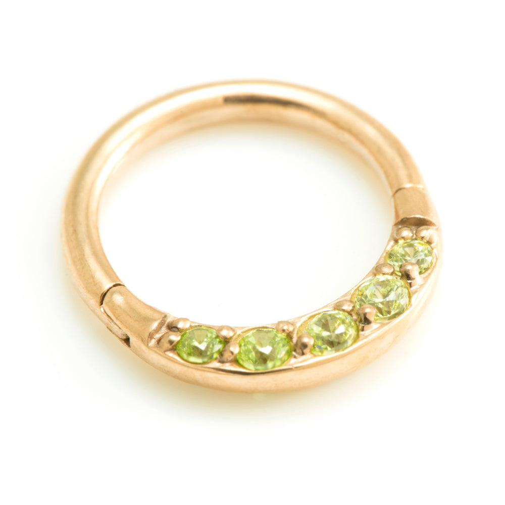 Rose Gold Steel Front Gems Hinged Ring