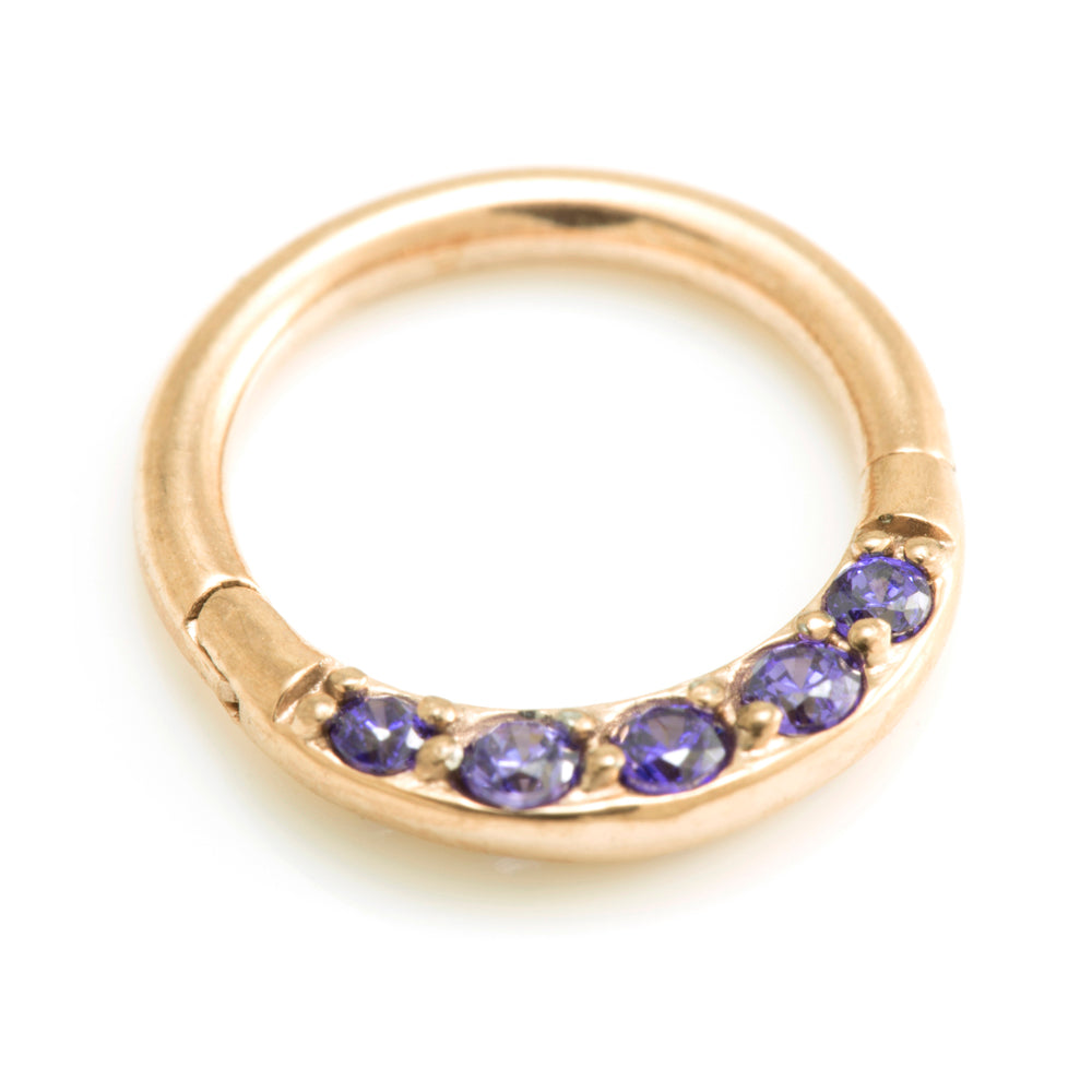 Rose Gold Steel Front Gems Hinged Ring