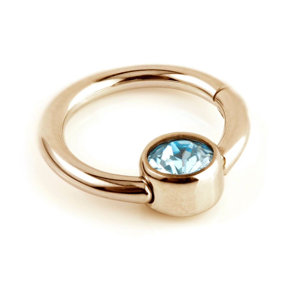 Rose Gold Steel Hinge Segment Gem Ring