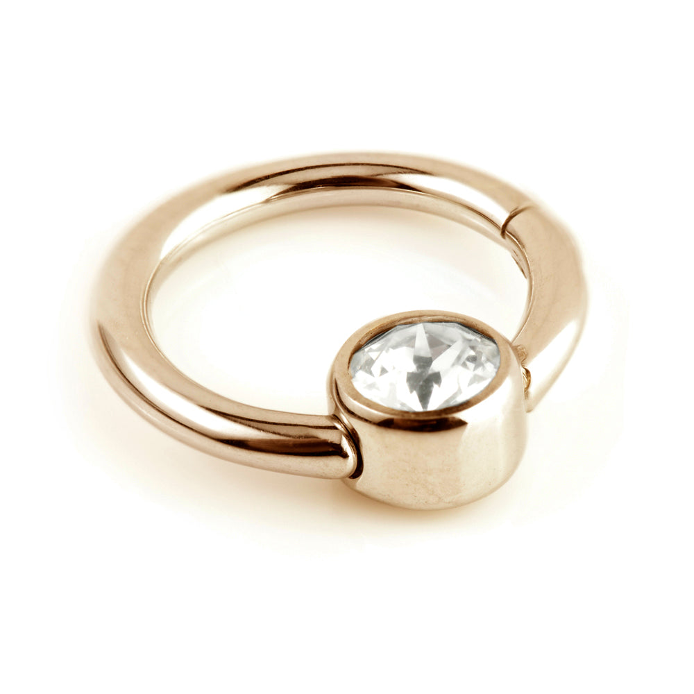 Rose Gold Steel Hinge Segment Gem Ring