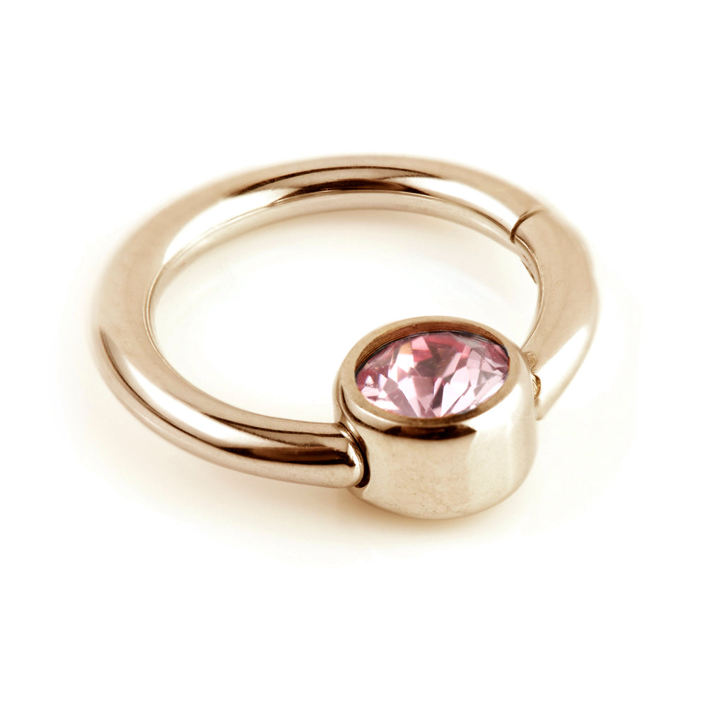 Rose Gold Steel Hinge Segment Gem Ring