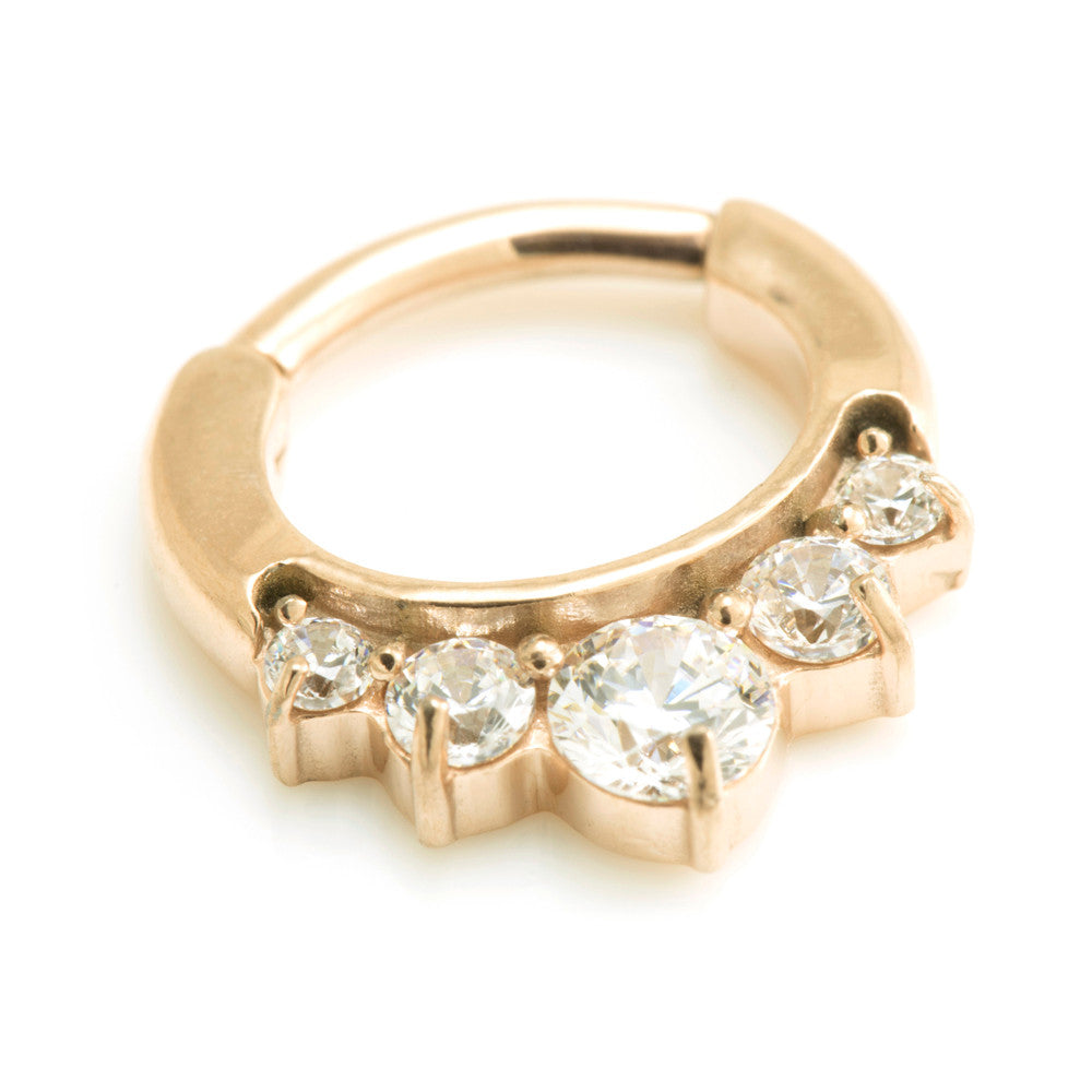 Rose Gold Steel 5 Jewelled Septum Ring