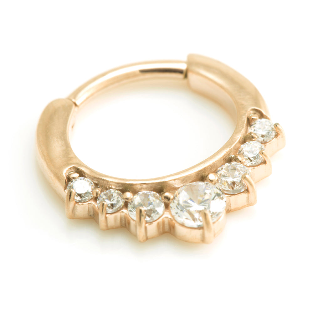 Rose Gold Steel 5 Jewelled Septum Ring