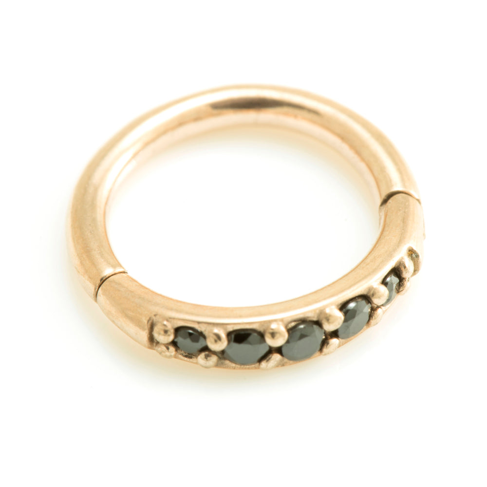 Rose Gold Steel Side Gem Hinged Ring