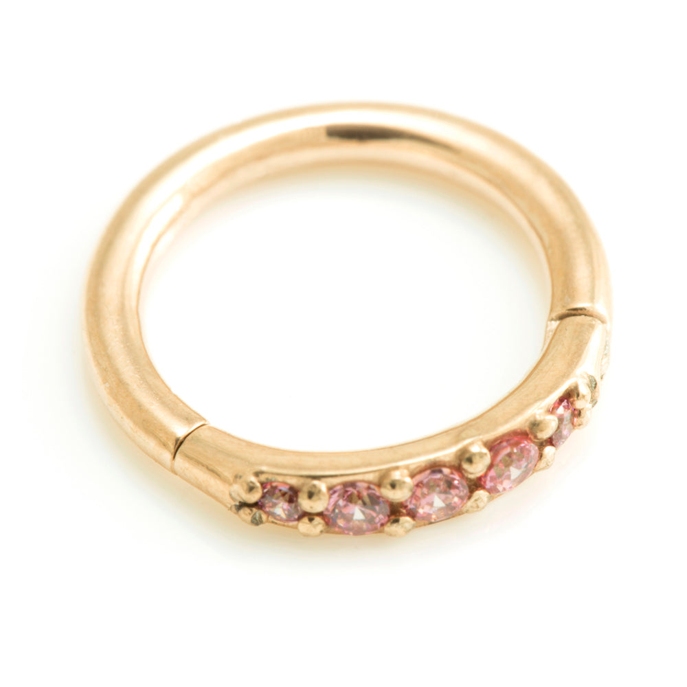 Rose Gold Steel Side Gem Hinged Ring