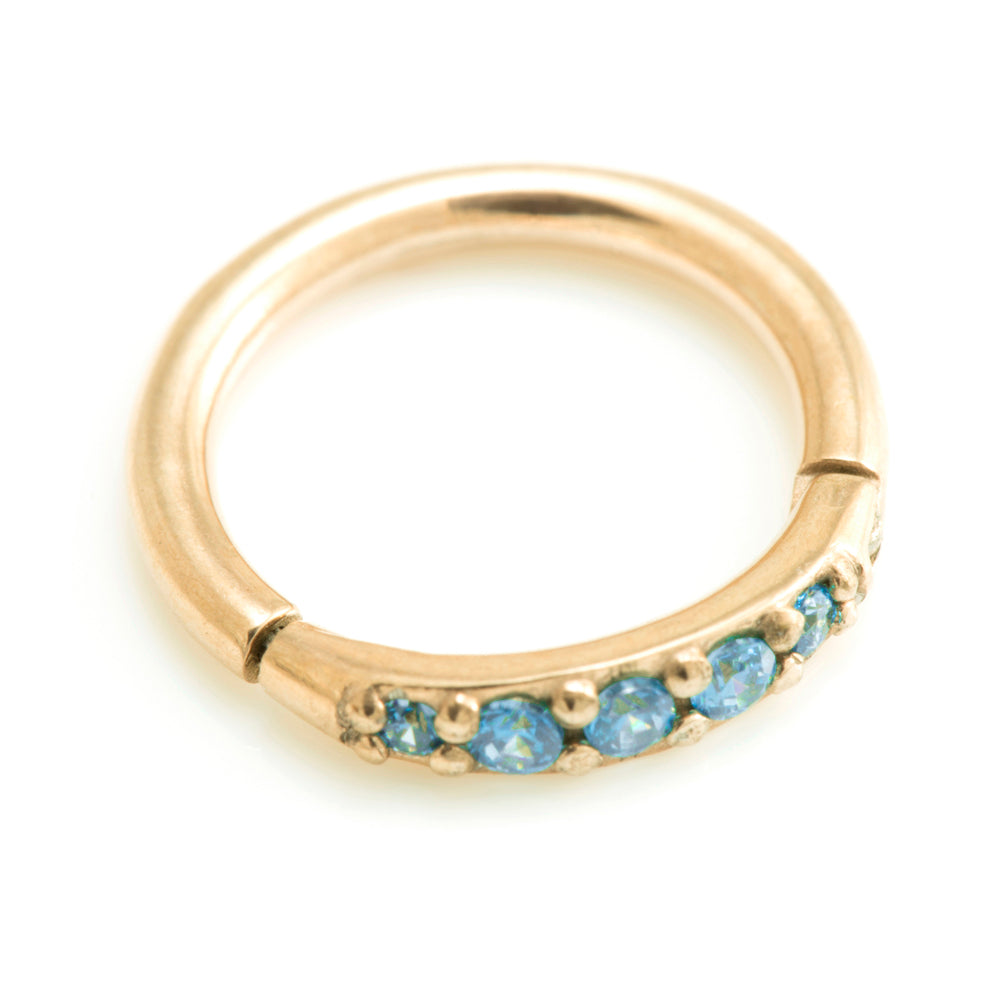 Rose Gold Steel Side Gem Hinged Ring
