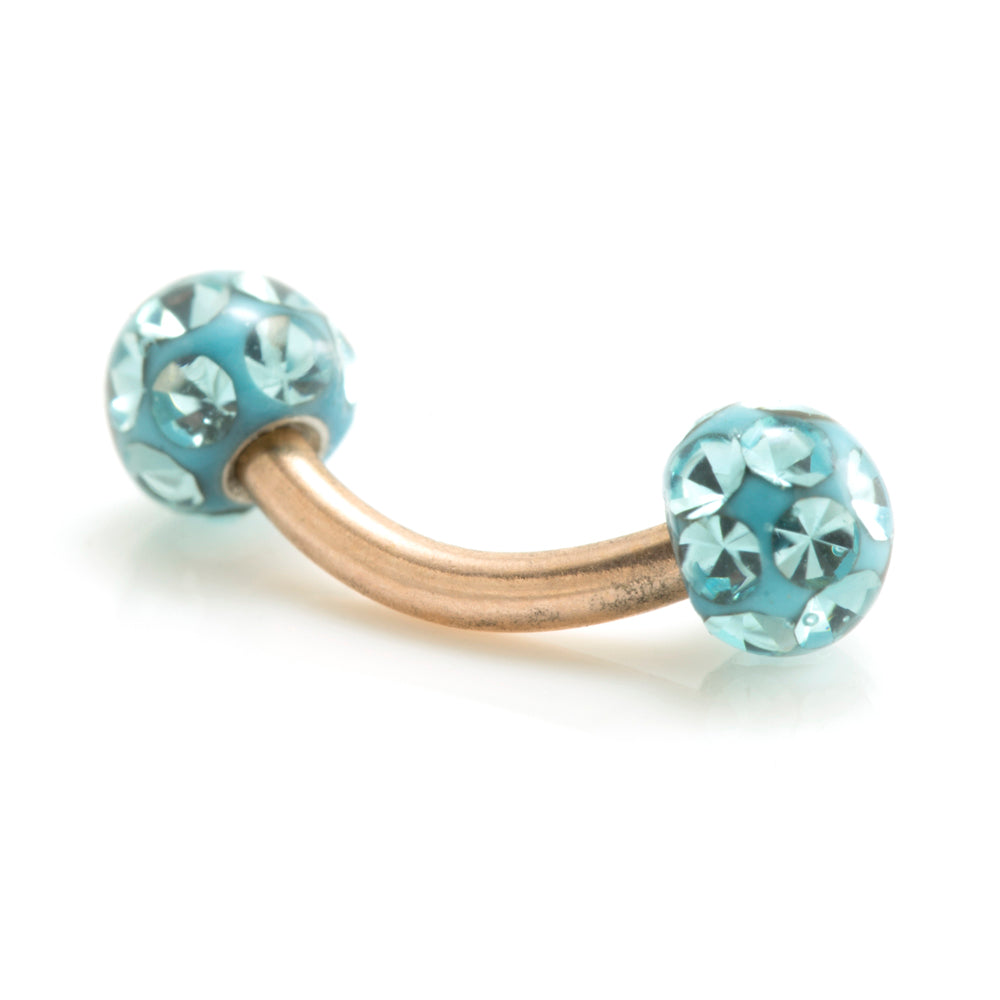 Rose Gold Ti Internal Micro Banana with Multi Gem Resin Balls 1.2mm