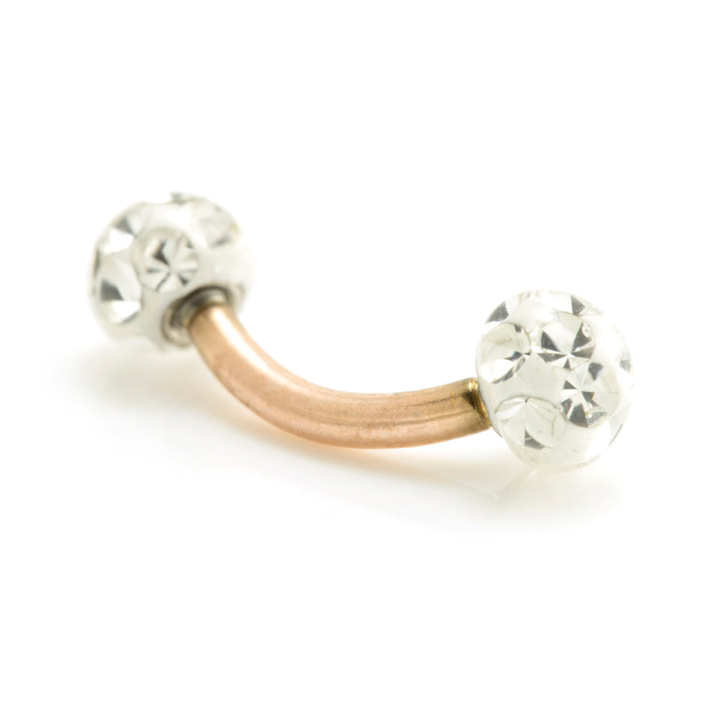 Rose Gold Ti Internal Micro Banana with Multi Gem Resin Balls 1.2mm