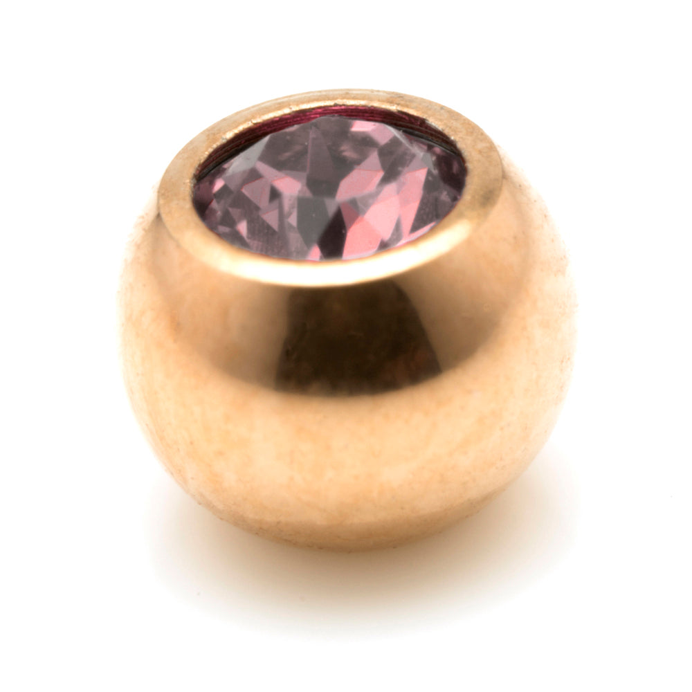 Rose Gold Ti PVD Gem Ball - External