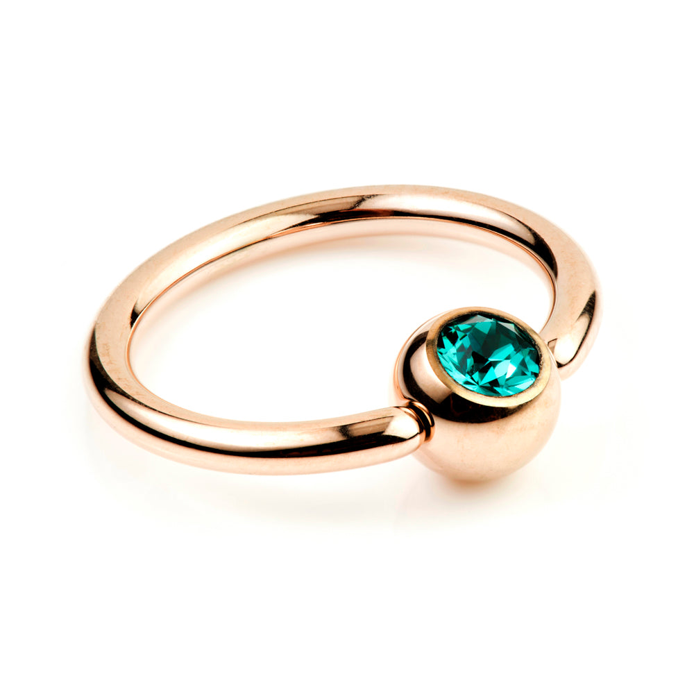 Rose Gold Titanium BCR with Gem Ball - 1.6mm