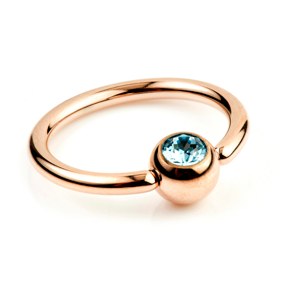 Rose Gold Titanium BCR with Gem Ball - 1.6mm