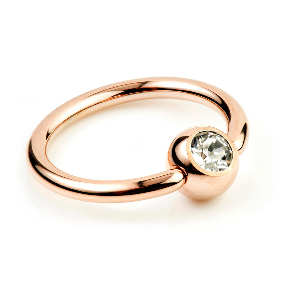 Rose Gold Titanium BCR with Gem Ball - 1.6mm