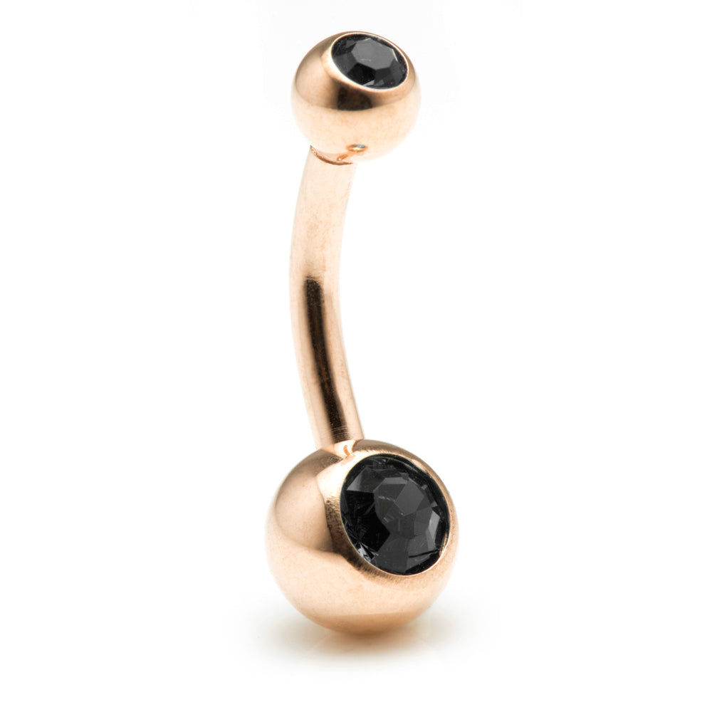 Rose Gold Titanium External Double Jewelled Navel