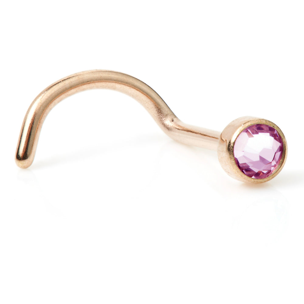 Rose Gold Titanium Gem Disk Nose Stud