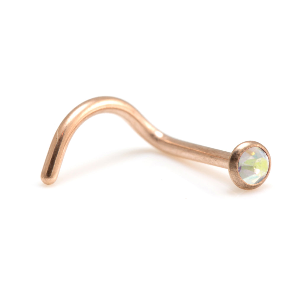 Rose Gold Titanium Gem Nose Stud