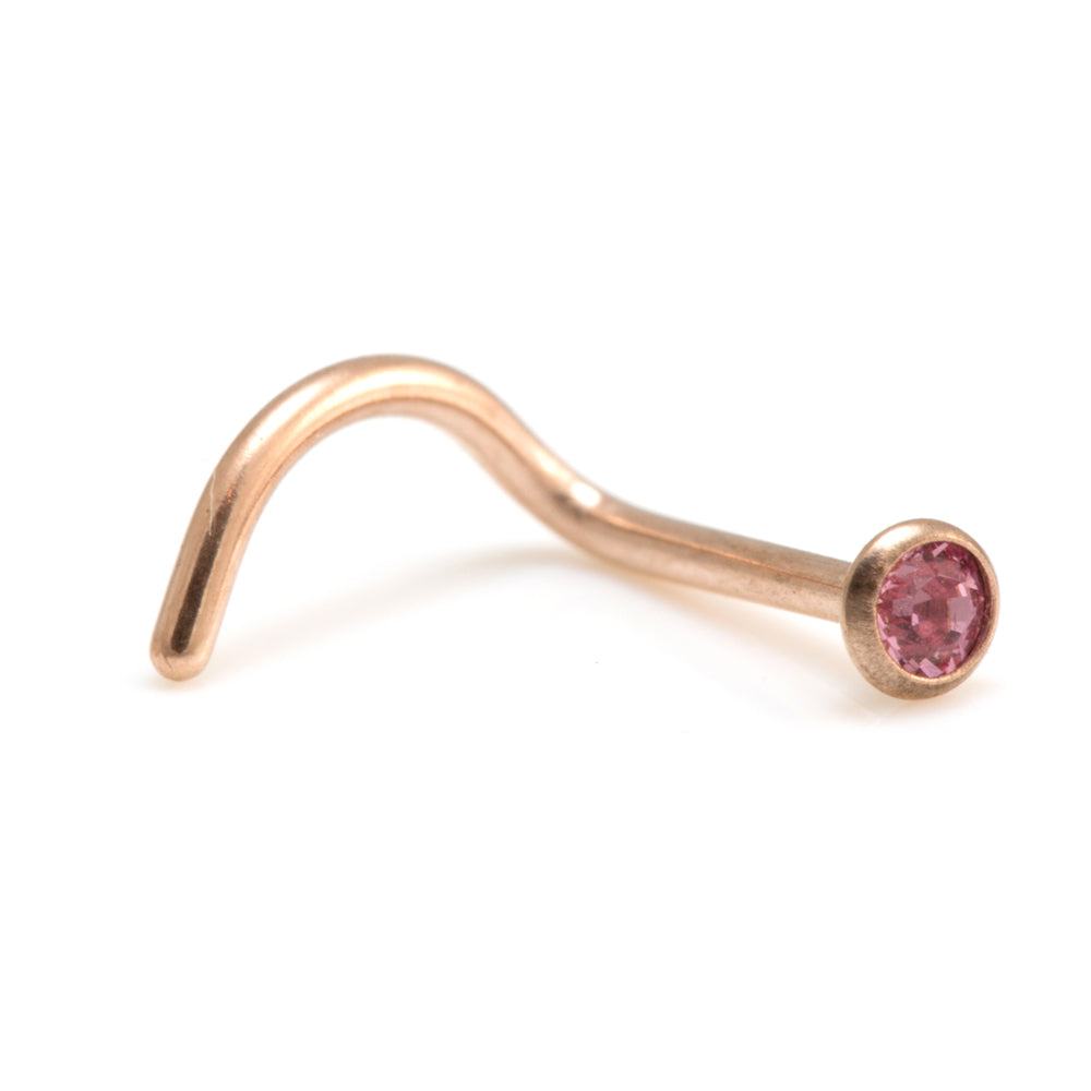 Rose Gold Titanium Gem Nose Stud