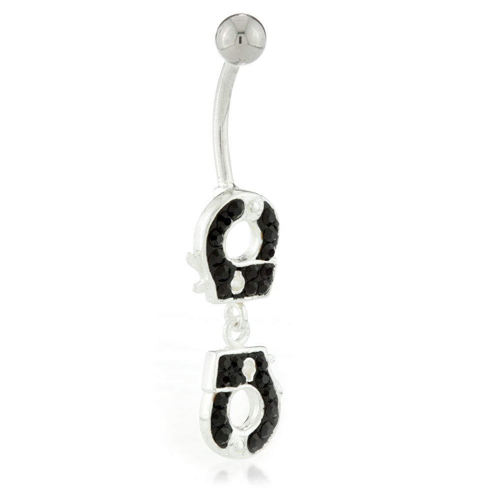 SALE - Silver External Gem Handcuffs Belly Bar