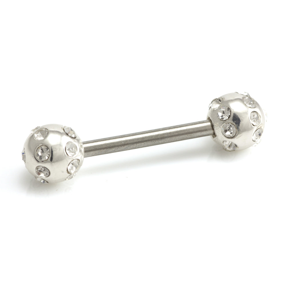 SALE - Silver External Tiffany Ball Nipple Bar