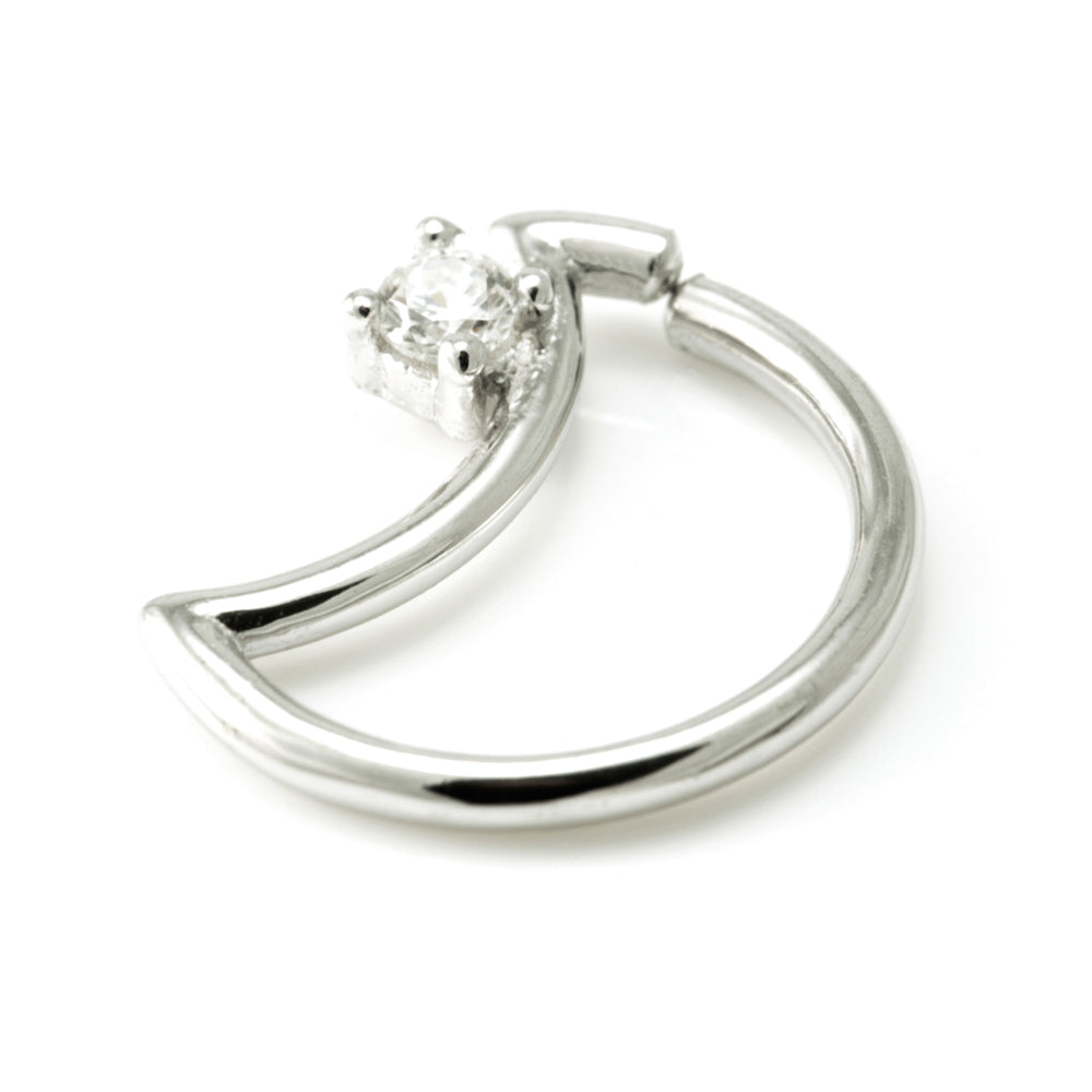 Silver Gem Moon Ring