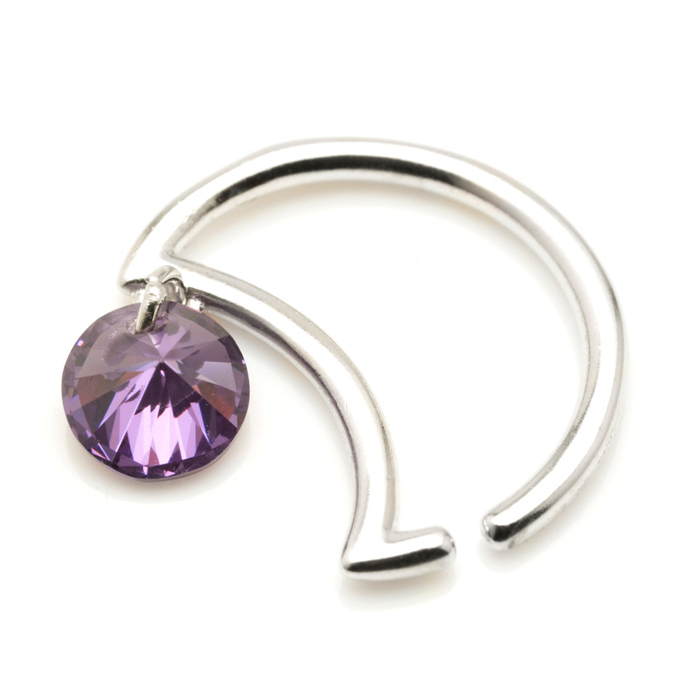Silver Lilac Gem Moon Ring