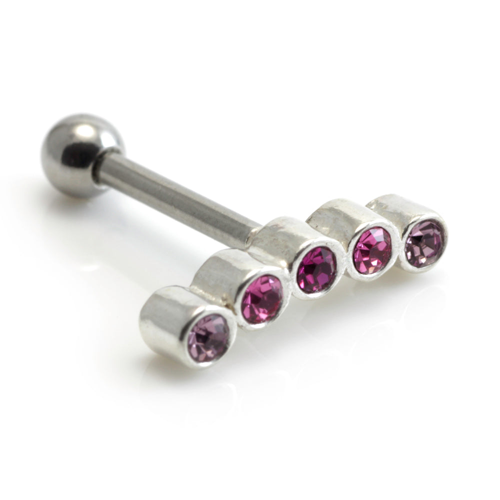 Silver Multi Gem Steel Microbar