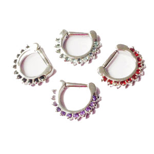 Steel 11 Gem Septum Ring