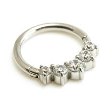 Steel 5 Gems Hinged Micro Ring