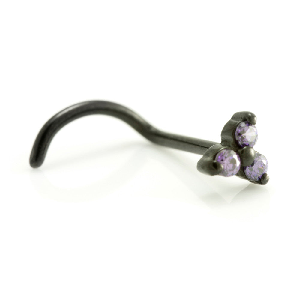 Steel Black Gem Trinity Set Nose Stud