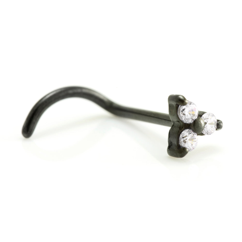 Steel Black Gem Trinity Set Nose Stud