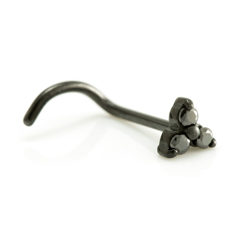 Steel Black Gem Trinity Set Nose Stud