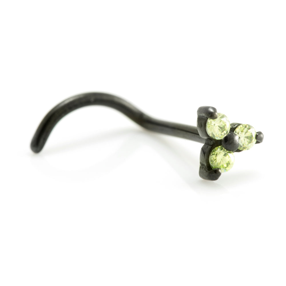 Steel Black Gem Trinity Set Nose Stud
