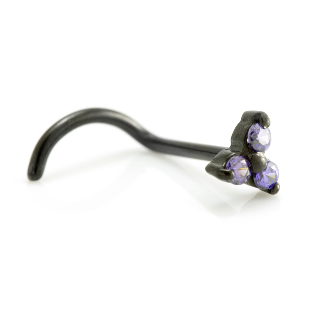 Steel Black Gem Trinity Set Nose Stud